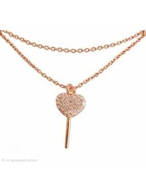 Coach Rose Gold Heart Lollipop Pendant Necklace
